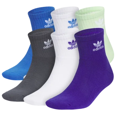 Adidas Originals Mens  Trefoil 6-pack Quarter Socks In Blue/green/purple