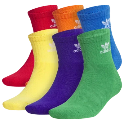 Adidas Originals Mens  Trefoil Brights 6-pack Quarter Socks In Green/yellow/purple
