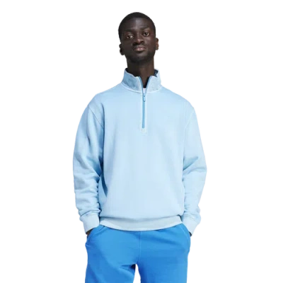 Adidas Originals Mens  Trefoil Essentials+ Lifestyle Dye Half-zip Crew In Semi Blue Burst
