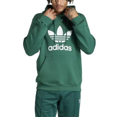 Adidas Originals Mens  Trefoil Hoodie In Collegiate Green/collegiate Green