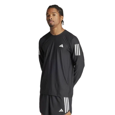 Adidas Originals Men's Own The Run Moisture-wicking Long-sleeve T-shirt In Black