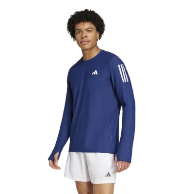 Adidas Originals Mens Adidas Own The Run Aeroready Running L/s T-shirt In Dark Blue