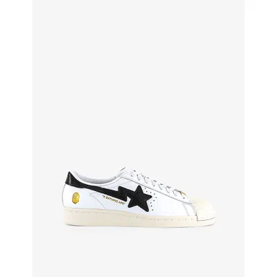 Adidas Originals Mens Adidas X Bape Superstar V Leather Low-top Trainers White Core Black Off Whi