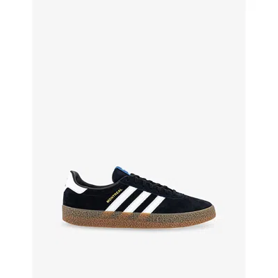 ADIDAS ORIGINALS MENS BLACK WHITE GUM MONTREAL LEATHER LOW-TOP TRAINERS