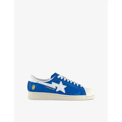 Adidas Originals Mens Adidas X Bape Superstar V Leather Low-top Trainers In Blue