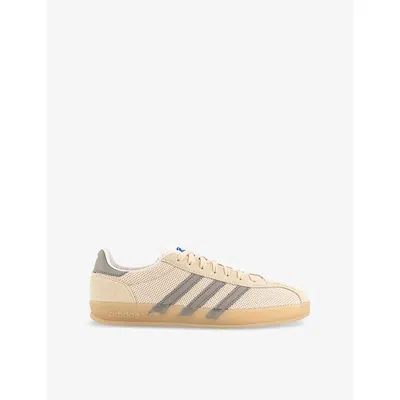 Adidas Originals Mens Charcoal Gazelle Indoor Pro Woven Low-top Trainers In Beige