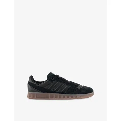 Adidas Originals Mens Core Black Carbon Gum Handball Leather And Suede Trainers In Animal Print