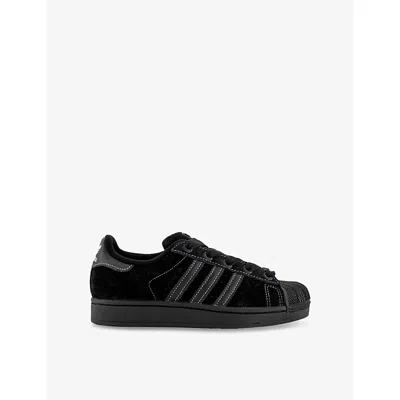 Adidas Originals Mens Adidas Superstar Ii Suede Low-top Trainers In Core Black White Stitchi