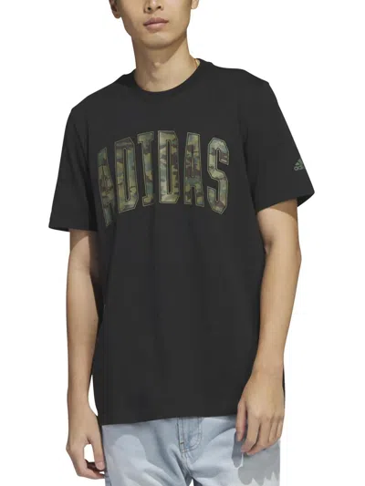 Adidas Originals Mens Crewneck Camouflage T-shirt In Black