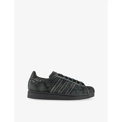 Adidas Originals Mens Denim Brown Core Black Superstar Ii Leather Trainers