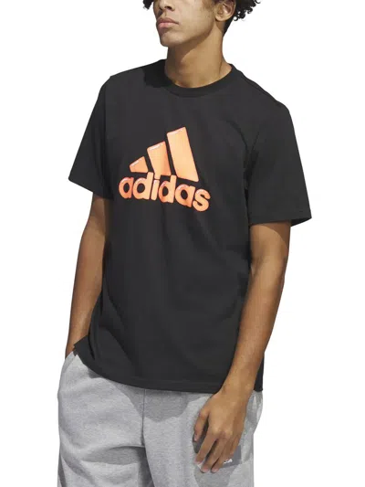 Adidas Originals Mens Knit Cotton Graphic T-shirt In Black
