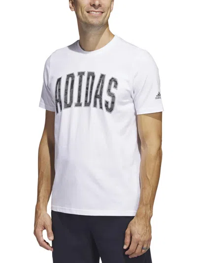 Adidas Originals Mens Knit Cotton Graphic T-shirt In White