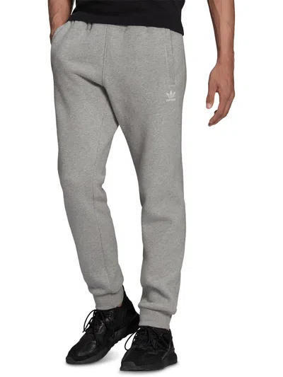 Adidas Originals Mens Logo Cotton Sweatpants In Grey