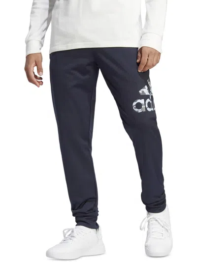 Adidas Originals Mens Logo Fitness Jogger Pants In Blue