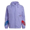 Adidas Originals Mens Tricol Logo Printed Windbreaker Hoodie Jacket Purple