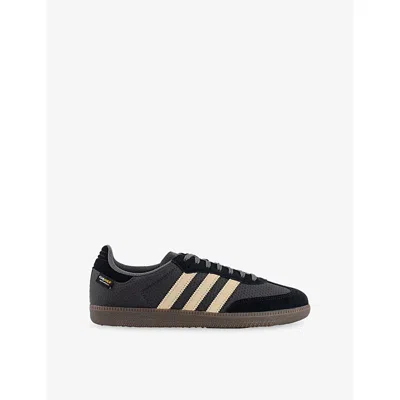Adidas Originals Mens Utility Black Stone Samba Og Leather Trainers Eur 41 / 7 Uk