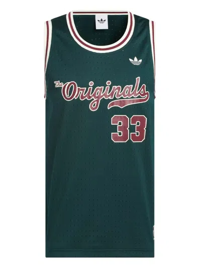 Adidas Originals Mesh Basketball Tank In Green
