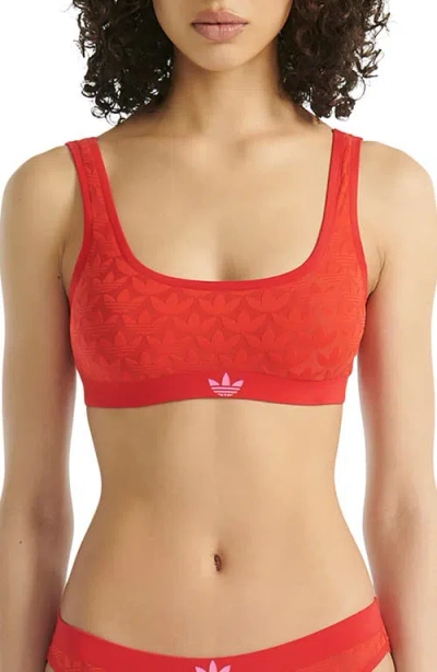 Adidas Originals Originals Microterrot Monogram Jersey Scoop Bralet In Red