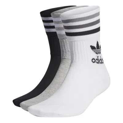 Adidas Originals Mid Cut Crew Socks 'white Grey Black'