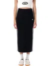 Adidas Originals Ribbed Striped Midi Straight Skirt In Black