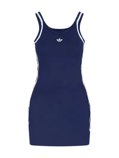 Adidas Originals Mini Logo Dress In Blue