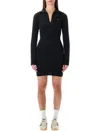Adidas Originals V-neck Long-sleeve Mini Dress In Black
