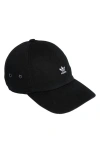 Adidas Originals Mini Trefoil Relaxed Strap Back Hat In Black/white