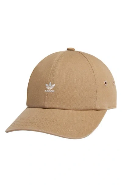 Adidas Originals Mini Trefoil Relaxed Strap Back Hat In Brown