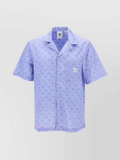 Adidas Originals Monogram Satin Shirt Side Slits In Purple