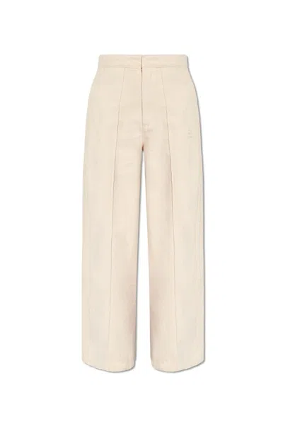 Adidas Originals Montreal Wide-leg Seam Detailed Jeans In Beige