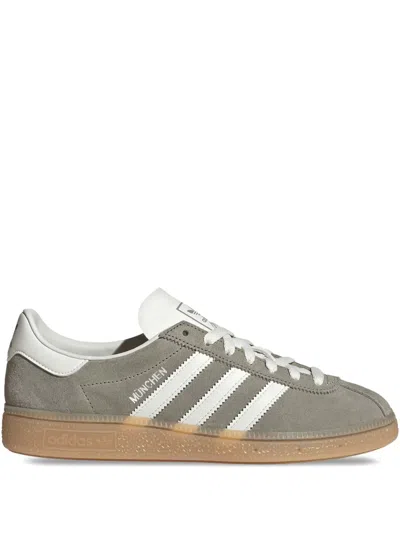 Adidas Originals Muenchen Suede Three-stripe Sneakers In Gray