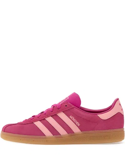Adidas Originals Munchen Three-stripe Suede Trainers In Pink