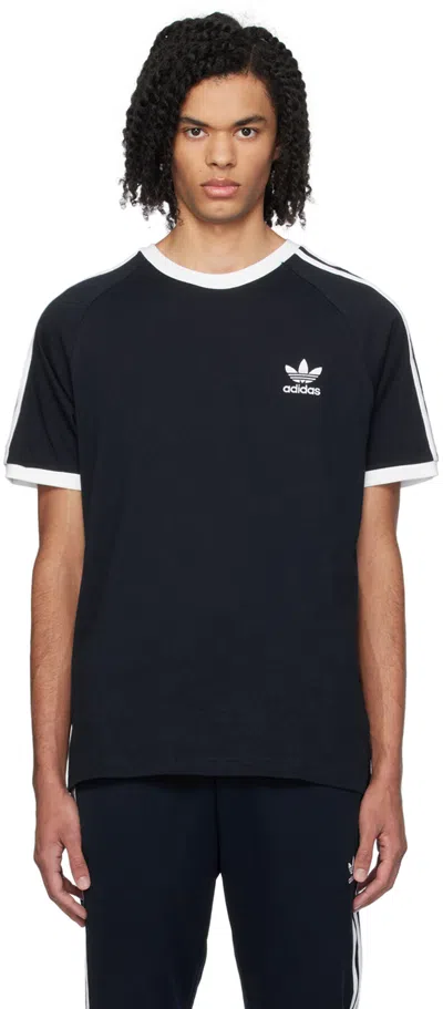 Adidas Originals Navy 3-stripes T-shirt In Night Indigo