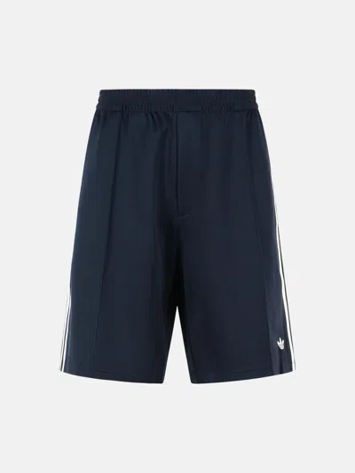 Adidas Originals Navy Cotton Blend Bermuda Shorts In Blue