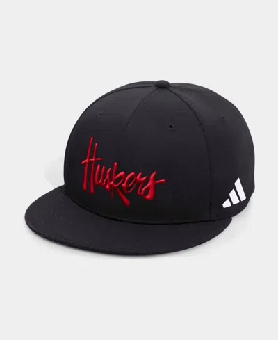 Adidas Originals Nebraska Huskers Sideline Locker Room Snapback Structured Baseball Cap In Black