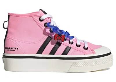 Pre-owned Adidas Originals Nizza Platform Mid Hello Kitty And Friends (women's) Sneakers In Pink Glow/core Black/bright Royal