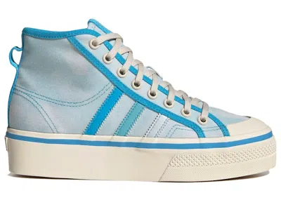 Pre-owned Adidas Originals Nizza Platform Mid Parley (women's) Sneakers In Almost Blue/pantone/wonder White