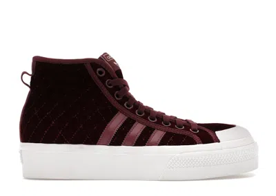 Pre-owned Adidas Originals Nizza Platform Mid Velour (women's) Sneakers In Victory Crimson/cloud White