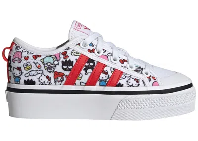 Pre-owned Adidas Originals Nizza Platform Sneakers In Cloud White/core Black/vivid Red
