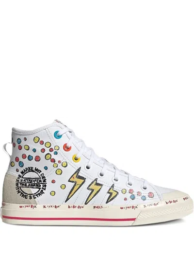 Adidas Originals Nizza Rf "kasing Lung X Mickey Mouse" High Top Sneakers In White