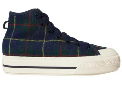 Pre-owned Adidas Originals Nizza Rf Platform Mid Plaid (women's) Sneakers In Supplier Color/legend Ink/cream White