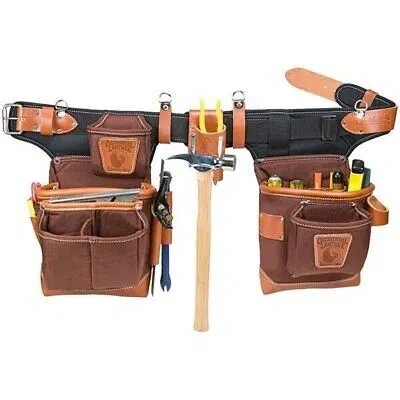 Pre-owned Adidas Originals Occidental Leather 9855 Adjust-to-fit Fatlip Tool Bag Set In Brown