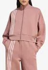 Adidas Originals Off Placed 3-stripes Zip Sweatshirt Pink In Pink