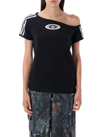 Adidas Originals Off Shoulder Tshirt In Black
