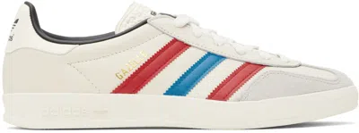 Adidas Originals Off-white Gazelle Indoor Sneakers In Chalk White/better Scarlet/black