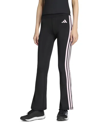 Adidas Originals Optime Essentials 3 Stripes Flared Leggings In Black,pink