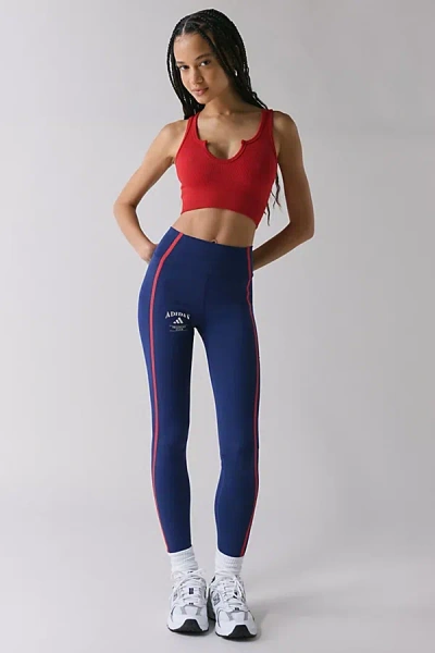Adidas Originals Optime Heritage Full-length Legging In Dark Blue/chalk White, Women's At Urban Outfitters