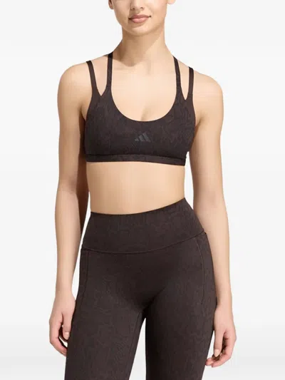 Adidas Originals Optime Workout Snake-print Sports Bra In Black