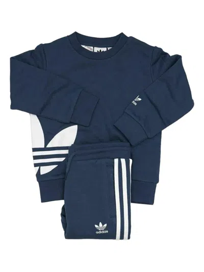Adidas Originals Kids' Originals Big Trefoil Crew Set Gs "night Marine / White" In Blue