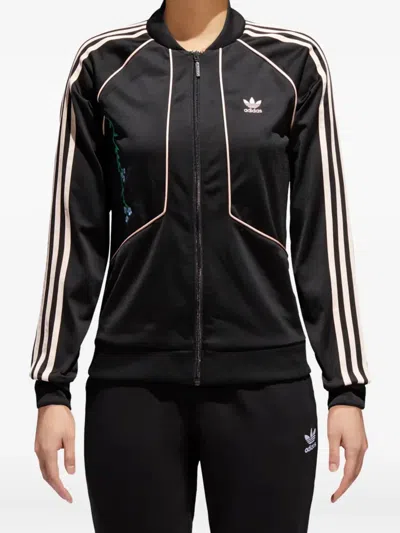 Adidas Originals Originals Floral-embroidered Track Top In Black